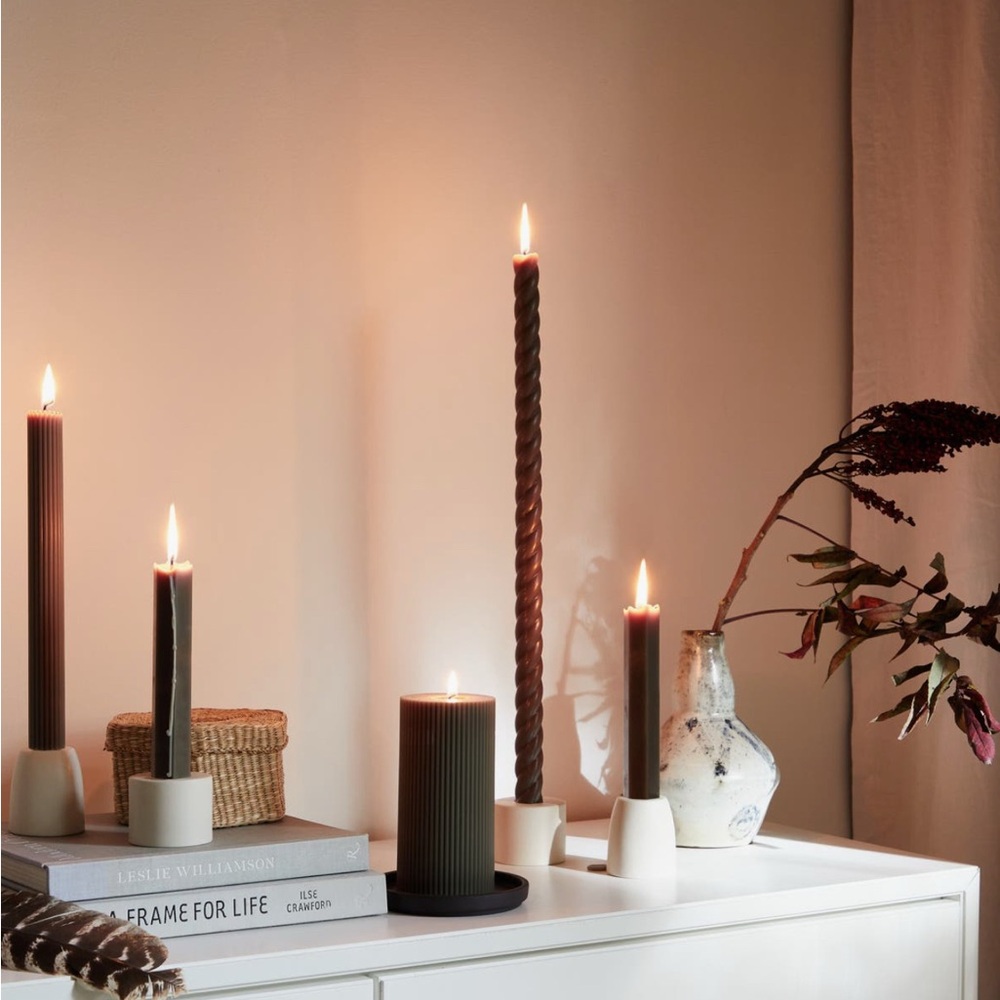 The Floral Society 6-inch Fancy Ribbed Pillar Candle